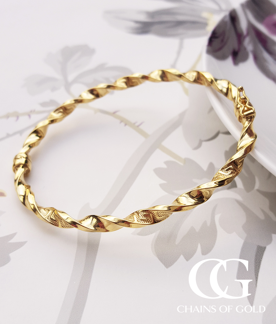9ct Yellow Gold Twist Bangle Chains of Gold