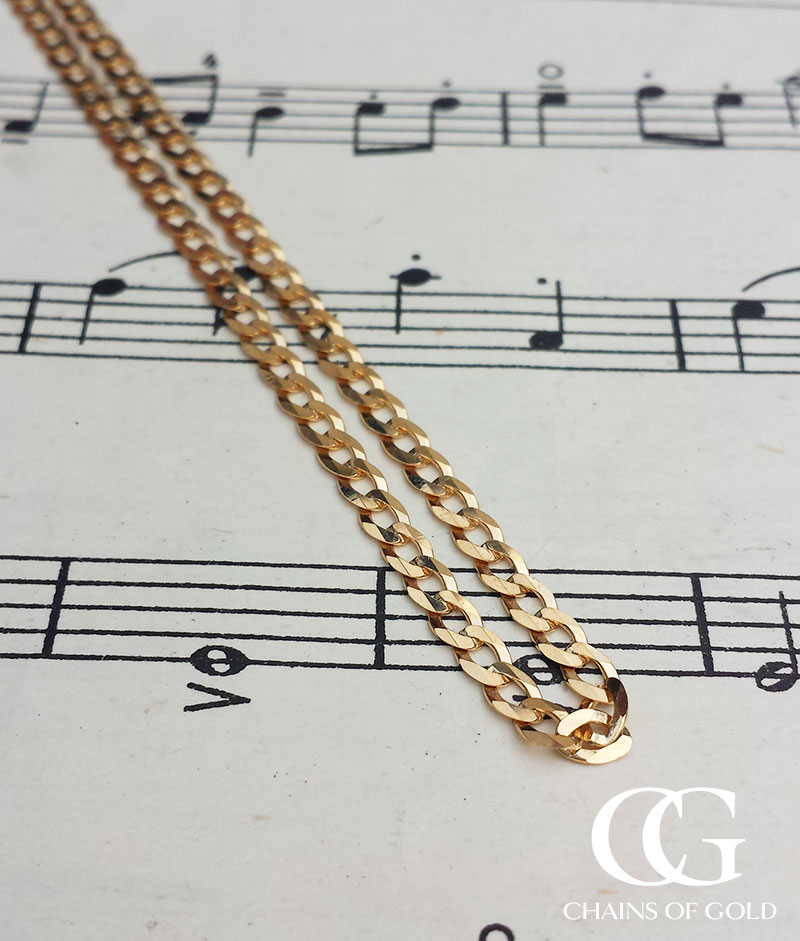 
9ct Yellow Gold Diamond Cut Flat Curb 3.6mm Chain Necklace
