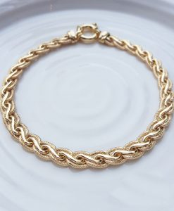 9ct Yellow Gold Textured Spiga Bracelet 7.5''