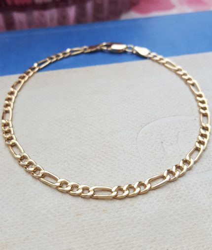 9ct Yellow Gold Figaro Bracelet 7”