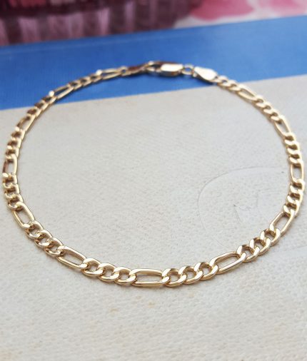 9ct Yellow Gold Figaro Bracelet 7”