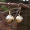 9ct Yellow Gold Diamond Cut Ball Drop Earrings