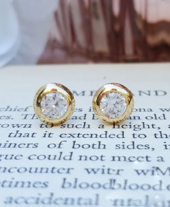 9ct Yellow Gold 5mm Round Doughnut Cubic Zirconia Stud Earrings