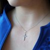 Lighweight white gold cross necklace