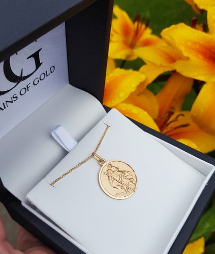 Ladies gold st clearance christopher necklace