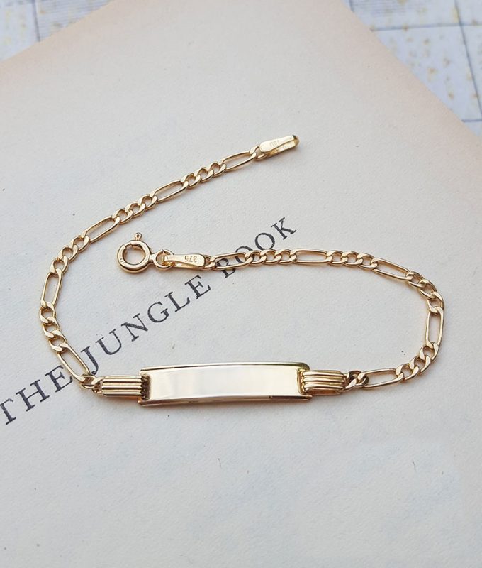 Personalised 9ct or 18ct Yellow Gold Children's Figaro ID Bracelet
