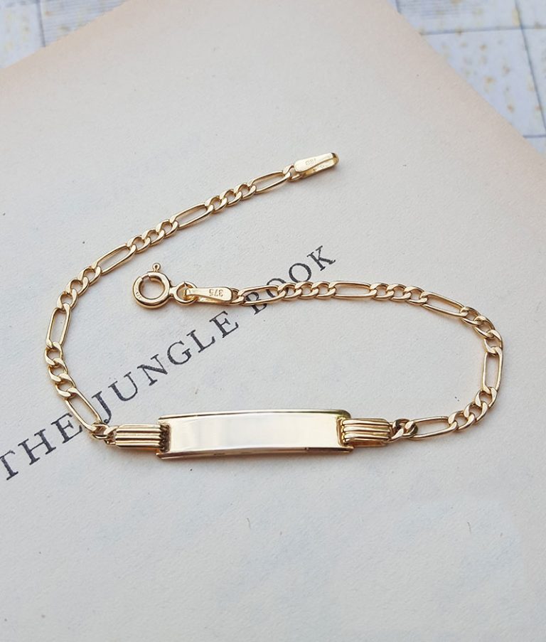 Personalised 9ct or 18ct Yellow Gold Children's Figaro ID Bracelet