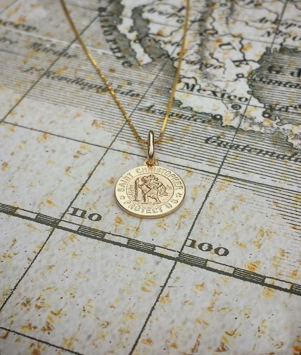 9ct Yellow Gold 1.2cm St Christopher Pendant & Chain