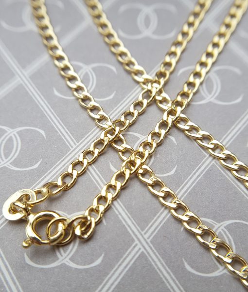 9ct Yellow Gold Curb Chain Necklace Fine 2.2mm 16