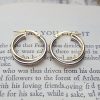 9ct Two Colour Gold Crossover Hoop Earrings 1.9cm