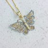 9ct Two Colour Gold Diamond Cut Butterfly Necklace