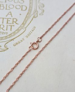 9ct Rose Gold 0.9mm Diamond Cut Twist Curb Chain Necklace 18"