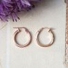 9ct Gold 1.6cm Hoop Earrings in Rose, White & Yellow