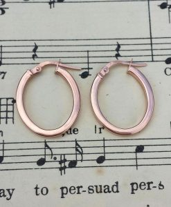 9ct Rose Gold Oval Hoop Earrings