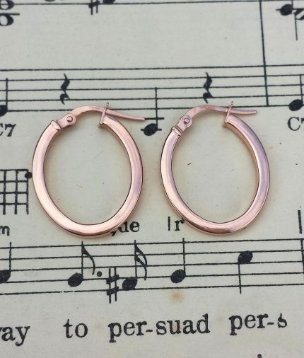 9ct Rose Gold Oval Hoop Earrings