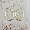 9ct Yellow Gold Square Tube Oval Hoop Earrings