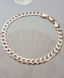 Men's 9ct Yellow Gold 5mm Solid Curb Bracelet 8.5"