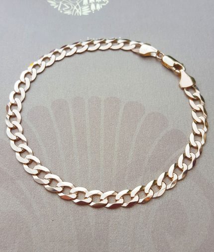 Men's 9ct Yellow Gold 5mm Solid Curb Bracelet 8.5"