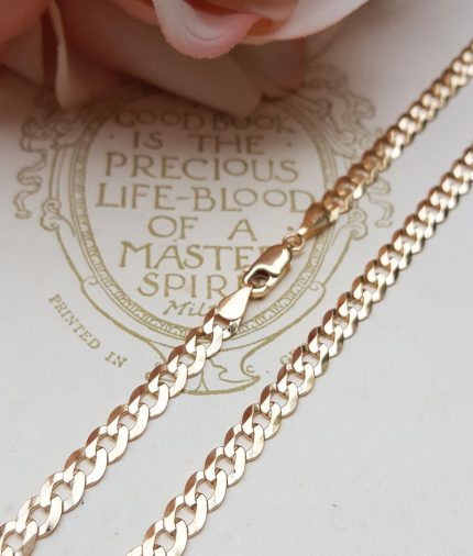 Solid 9ct Yellow Gold 4.5mm Diamond Cut Curb Chain 20"-28"