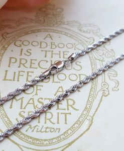 9ct White Gold Diamond Cut 2mm Rope Chain Necklace 18" 20"