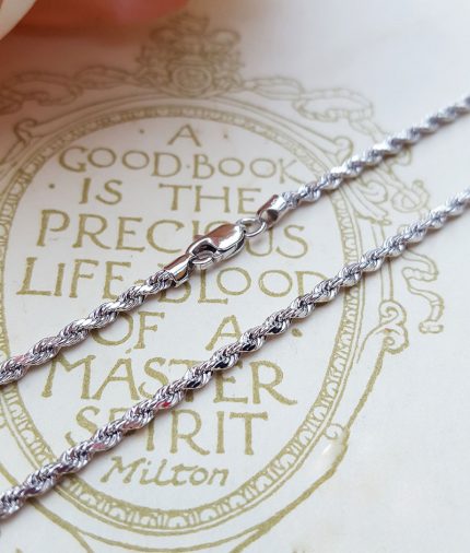 9ct White Gold Diamond Cut 2mm Rope Chain Necklace 18" 20"