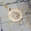 9ct Gold 1.5cm St Christopher Pendant Necklace in White & Yellow