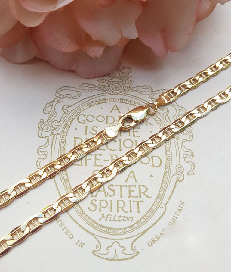 Men's 9ct Yellow Gold 4.8mm Anchor Rambo Style Chain Necklace 24"