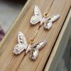 9ct Three Colour Gold Butterfly Drop Earrings