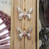 9ct Three Colour Gold Butterfly Drop Earrings