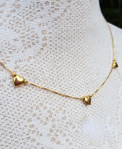 9ct yellow gold heart charm necklace