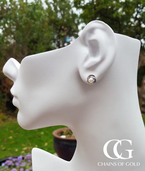 9ct White Gold Cubic Zirconia Knot Stud Earrings - 6mm - G3013