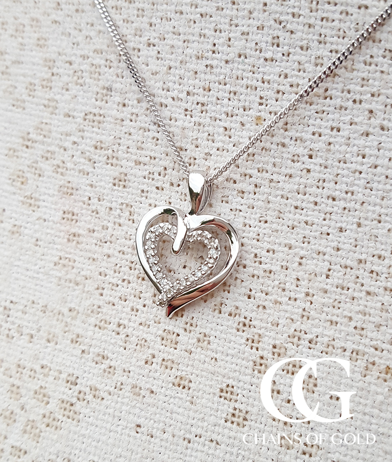 White gold double heart necklace Outlet