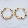 9ct Gold 2.4cm Hoop Earrings with Twist Detail