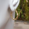 9ct Gold 2.4cm Hoop Earrings with Twist Detail