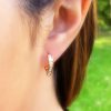 9ct Gold Sparkling Heart Shaped Huggy Earrings in White or Yellow
