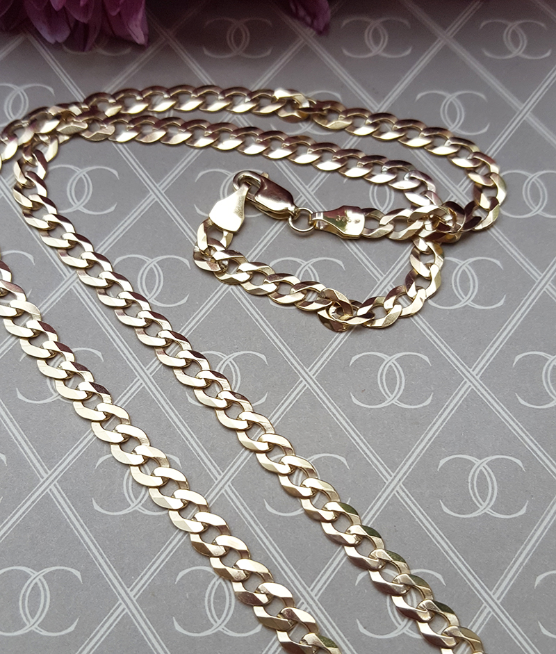 Men's Solid 9ct Yellow Gold 4.5mm Curb 