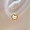 9ct Gold 8mm Knot & Pearl Stud Earrings