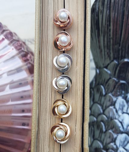 9ct Gold 8mm Knot & Pearl Stud Earrings