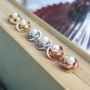 9ct Gold 8mm Knot & Pearl Stud Earrings