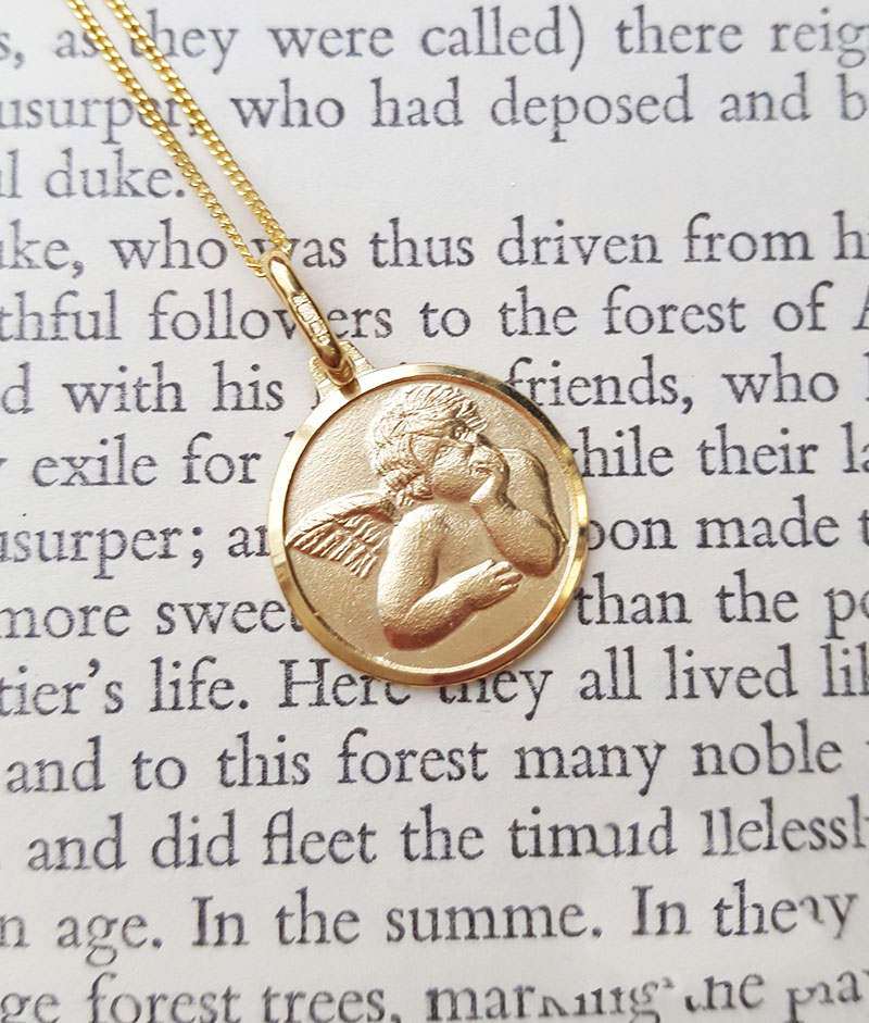9ct Yellow Gold Angel Necklace From Chains Of - Angel Talisman Pendant Uk 9ct Yellow Gold Angel Necklace From Chains Of - Angel Talisman Pendant Uk