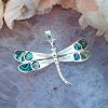 Sterling Silver Paua Shell Dragonfly Pendant on Chain Necklace