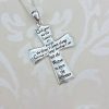 Sterling Silver Serenity Prayer Cross Pendant Necklace