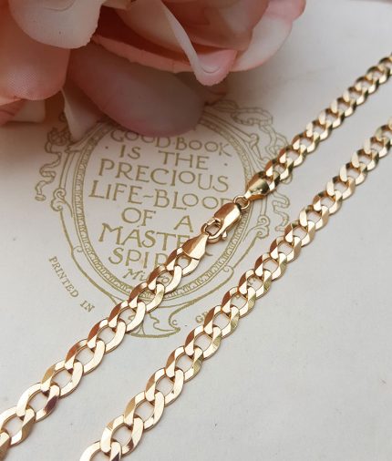 Chunky 9ct Yellow Gold 6.2mm Diamond Cut Curb Chain Necklace