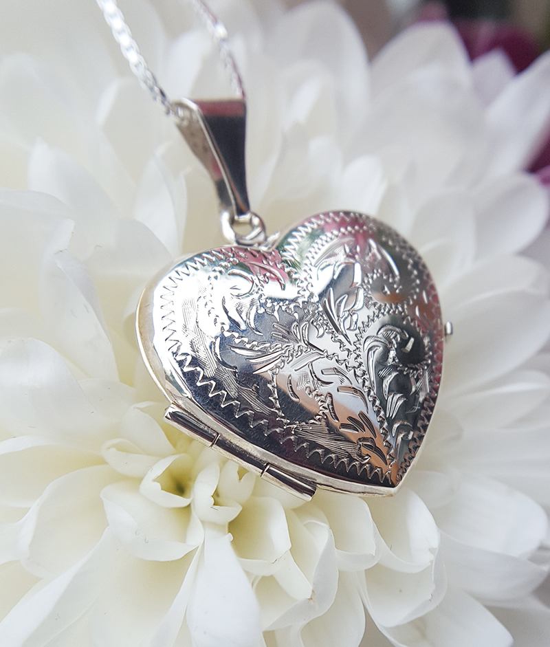 Victorian Heart Locket Necklace, Sterling Silver Locket, 40% OFF