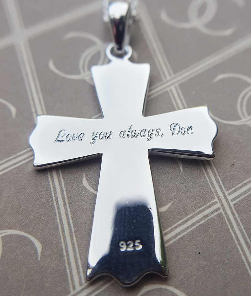 Sterling Silver Serenity Prayer Cross Pendant Necklace