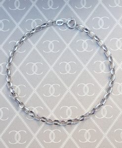 Ladies 9ct White Gold Oval Belcher Bracelet 7" & 7.5"