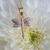 9CT three colour gold dragonfly pendant