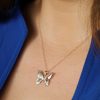 9ct Three Colour Gold Butterfly Necklace