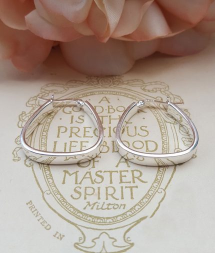 Sterling Silver Square Handbag Shape Hoop Earrings