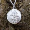 Sterling Silver 1.9cm Unisex Men's St Christopher Necklace